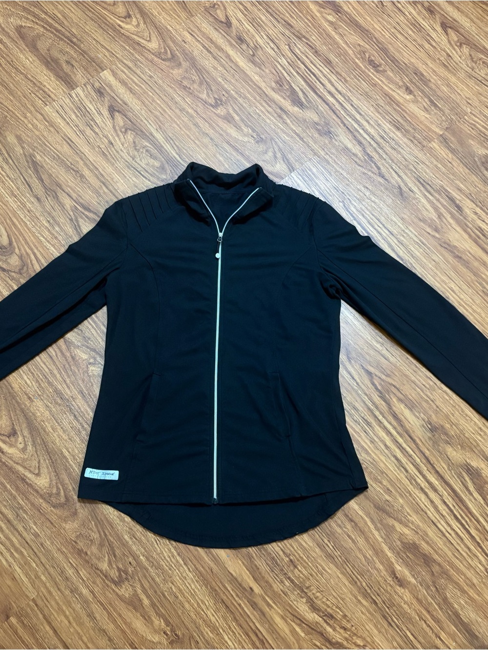 Betsey Johnson Black Full-Zip Hoodie with Silver Zipper - Label on Front - M